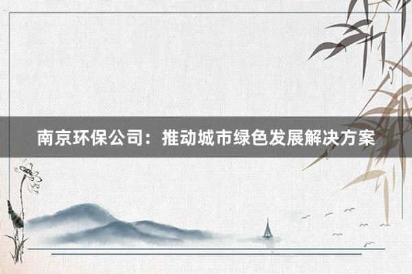 南京环保公司：推动城市绿色发展解决方案